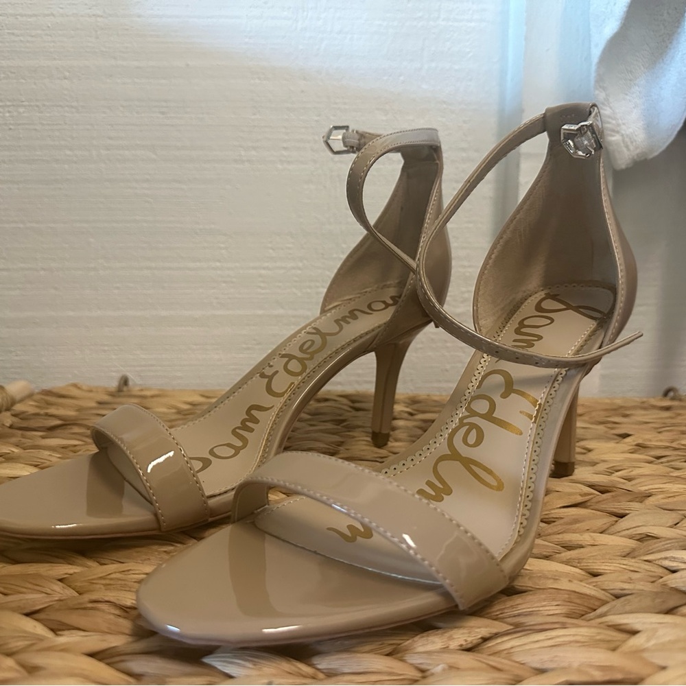 Sam Edelman Nude Patent Strappy Heels